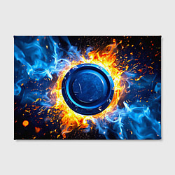 Холст прямоугольный Шайба в синем пламени, цвет: 3D-принт — фото 2