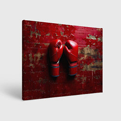 Холст прямоугольный Бойцовские перчатки на красном, цвет: 3D-принт