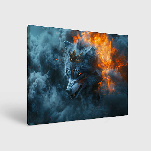 Картина прямоугольная Волк в короне в огне / 3D-принт – фото 1