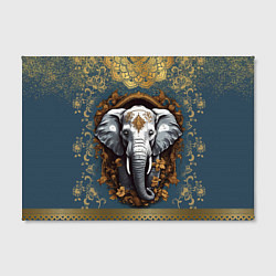 Холст прямоугольный Слон лотос и золотая мандала, цвет: 3D-принт — фото 2