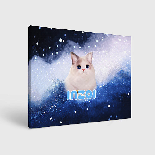 Картина прямоугольная Inzoi логотип с белой кошечкой / 3D-принт – фото 1