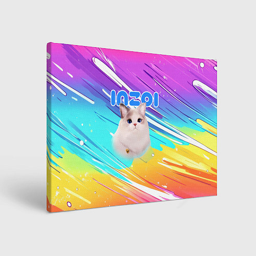Картина прямоугольная Inzoi кошечка на радужном фоне / 3D-принт – фото 1