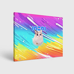Холст прямоугольный Inzoi кошечка на радужном фоне, цвет: 3D-принт