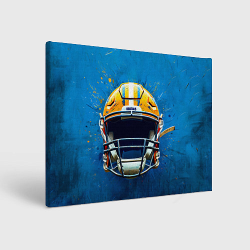 Картина прямоугольная Шлем для американского футбола на синем / 3D-принт – фото 1