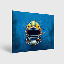 Холст прямоугольный Шлем для американского футбола на синем, цвет: 3D-принт