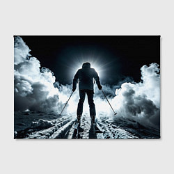 Холст прямоугольный Лыжник идет в гору в ночи, цвет: 3D-принт — фото 2