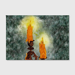 Холст прямоугольный Две горящие свечи в темноте, цвет: 3D-принт — фото 2