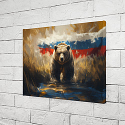 Холст прямоугольный Медведь и флаг РФ в поле, цвет: 3D-принт — фото 2