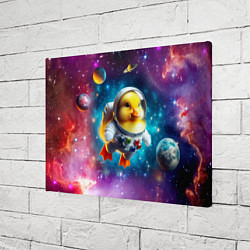 Холст прямоугольный Прикольный утёнок бравый космонавт - нейроарт, цвет: 3D-принт — фото 2