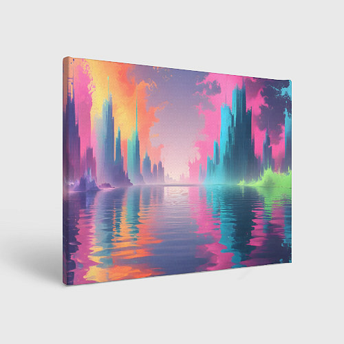 Картина прямоугольная Город в розовом тумане / 3D-принт – фото 1