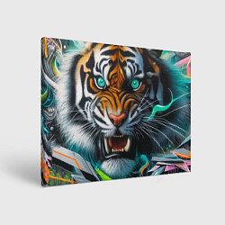 Картина прямоугольная Морда свирепого тигра - нейроарт
