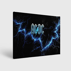Холст прямоугольный ACDC логотип ледяной с молнией, цвет: 3D-принт