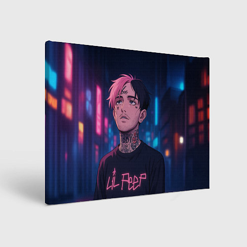Картина прямоугольная LiL Peep - Неоновый аниме арт / 3D-принт – фото 1