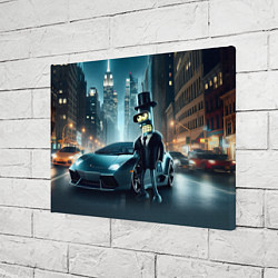 Холст прямоугольный Бендер рядом с Ламборджини - неоновый Нью-Йорк, цвет: 3D-принт — фото 2