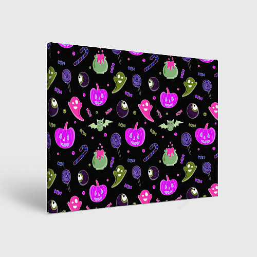 Картина прямоугольная Halloween pink black pumpkin / 3D-принт – фото 1