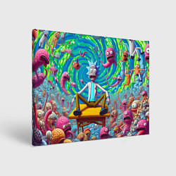 Холст прямоугольный Рик Санчес сидит на столе в окружении монстров, цвет: 3D-принт