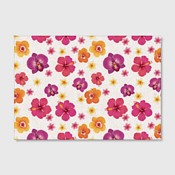 Холст прямоугольный Тропический букет - узор с яркими гибискусами и ор, цвет: 3D-принт — фото 2