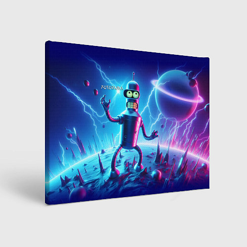 Картина прямоугольная Bender on neon planet - ai art fantasy / 3D-принт – фото 1