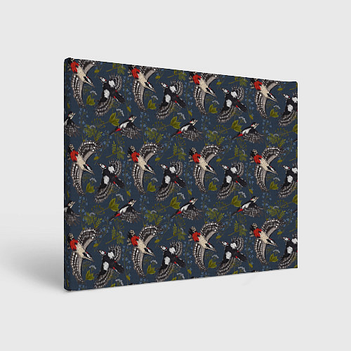 Картина прямоугольная Дятлы и цветы / 3D-принт – фото 1