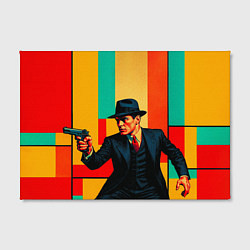 Холст прямоугольный Мужчина с пистолетом поп-арт, цвет: 3D-принт — фото 2