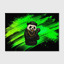 Холст прямоугольный Панда рэпер с микрофоном, цвет: 3D-принт — фото 2