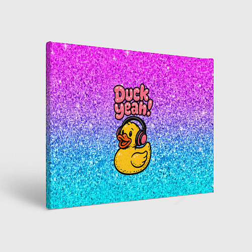 Картина прямоугольная Duck yeah - утка в наушниках / 3D-принт – фото 1