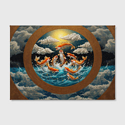 Холст прямоугольный Большие золотистые рыбы выпрыгивают из воды, цвет: 3D-принт — фото 2