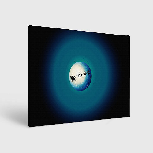 Картина прямоугольная Санта на оленях - градиент / 3D-принт – фото 1