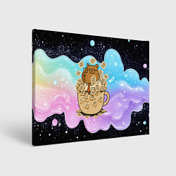 Холст прямоугольный Менеджер капибара в кружке в стикерах, цвет: 3D-принт