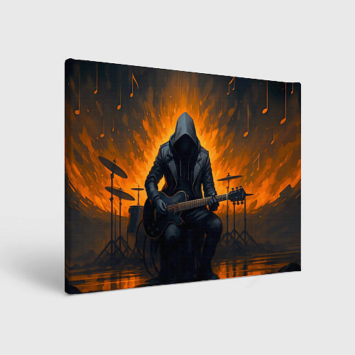 Картина прямоугольная Гитарист играющий в пламени / 3D-принт – фото 1