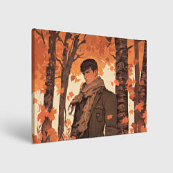 Холст прямоугольный Берсерк Гатс в клетчатом шарфе, цвет: 3D-принт