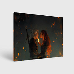 Картина прямоугольная Ведьмак и огненная Трисс