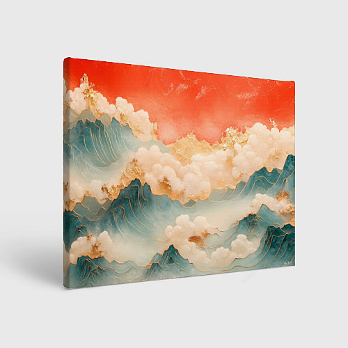 Картина прямоугольная Объемные Японские волны текстура / 3D-принт – фото 1