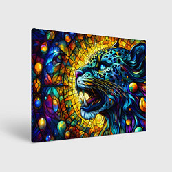 Картина прямоугольная Морда свирепого леопарда - витраж