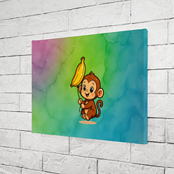 Холст прямоугольный Обезьянка с воздушным шариком бананом, цвет: 3D-принт — фото 2