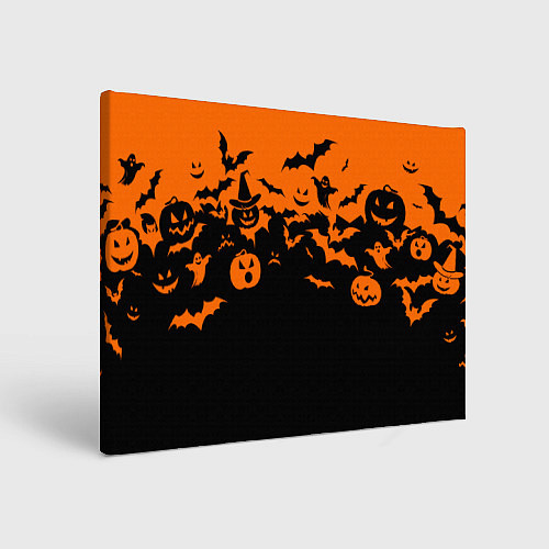 Картина прямоугольная Хэллоуин тыквы и призраки / 3D-принт – фото 1