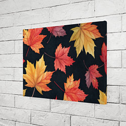 Холст прямоугольный Кленовые листья на черном - акварельный паттерн, цвет: 3D-принт — фото 2