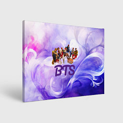 Картина прямоугольная BTS сидят на стульях фиолетовый фон