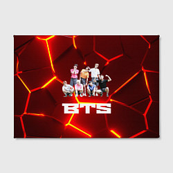 Холст прямоугольный BTS красные плиты с неоновым свечением, цвет: 3D-принт — фото 2