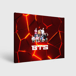 Картина прямоугольная BTS красные плиты с неоновым свечением