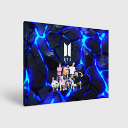 Картина прямоугольная BTS синее свечение на фоне