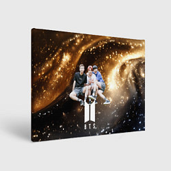 Картина прямоугольная BTS черно-золотой фон