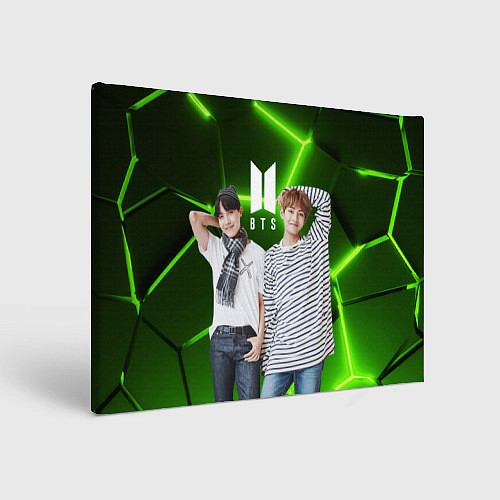 Картина прямоугольная BTS зеленые неоновые плиты / 3D-принт – фото 1