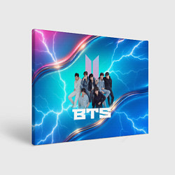 Картина прямоугольная BTS синий фон с молниями