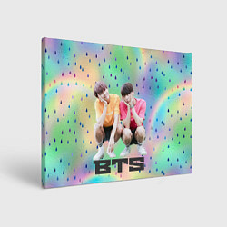 Картина прямоугольная BTS на фоне капель