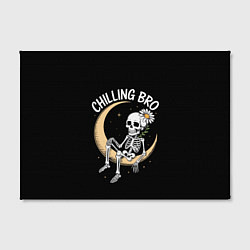 Холст прямоугольный Скелет с ромашкой сидит на полумесяце, цвет: 3D-принт — фото 2