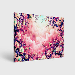 Холст прямоугольный Фантастический цветочный розовый с облаками, цвет: 3D-принт