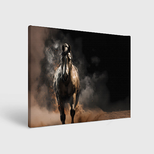 Картина прямоугольная Лошадь на черном фоне / 3D-принт – фото 1