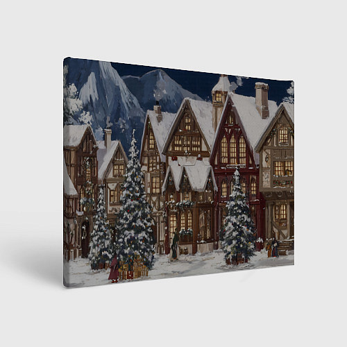 Картина прямоугольная Новогодние дома / 3D-принт – фото 1