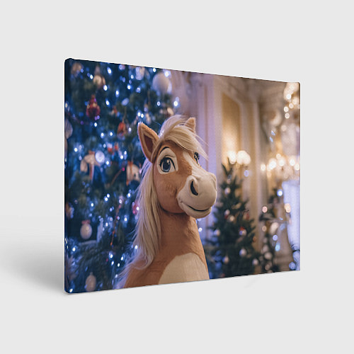 Картина прямоугольная Плюшевая новогодняя лошадь / 3D-принт – фото 1